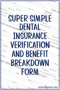 Keep it simple! Use this basic dental insurance breakdown form to get the information you need to create treatment plans and disuss payment options with your patients. Orthodontic Office, Dental Business, Dental Videos, Dental Fun