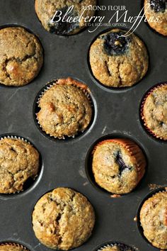 freshly baked blueberry muffins in a baking pan