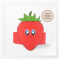 a red paper strawberry with a green leaf on it's head and the words digital strawberries in front of it