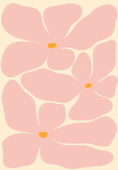 pink flowers with yellow centers on a beige background