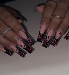 Black Acrylic Nails, Drip Nails, Grunge Nails, Colored Acrylic Nails, Her Nails, Dope Nail Designs, Long Acrylic Nails Coffin