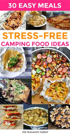 It's camping season, which means it's time to arm you with a ton of genius camping tips including fun camping games and campire meals other than the same 'ol hot dogs and hamburgers (anyone else tired of the old standbys?) Here are 30 easy recipes to make and easy to pack camping food ideas your family will love. Camping Ideas For Couples, Campfire Meals, Camping Desserts, Camping Dinners, Campfire Food