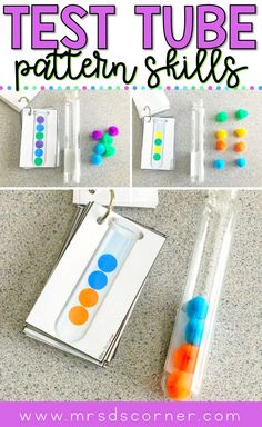 the instructions to make an easy test tube pattern skills for toddlers and older children