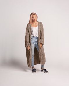 "Here showed in Beige and Graphite Black. Ankle Length Cardigan, Soft Wool Knit Coat, Extra Long Cardigan XS to L / 7 colors to choose from / Super soft non-itchy loose fit knit sweater perfect for cozy days at home. Plus size comfortable loungewear for women. Measurements: XS (US 0-2; UK 4-6; EU 32-34) bust - 82 cm ( 32.2\" ) hip - 88 cm ( 34.6\" ) length - 120 cm (47.2\") S (US 4-6; UK 8-10; EU 34-36) bust - 88 cm ( 34.6\" ) hip - 94 cm ( 37\" ) length - 120 cm (47.2\") M (US 8-10; UK 12-14; E Floor Length Cardigan, Extra Long Cardigan, Long Oversized Cardigan, Knit Coat, Comfortable Loungewear, Cardigan Oversized, Gilet Long, Pullover Outfit, Cozy Loungewear