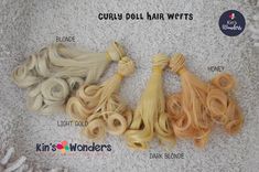 Curly Doll hair weft BJD Blythe Monster High My Little Pony OOAK Custom 15x100cm 1/3 1/4 1/6 wig rerooting waldorf doll making supplies art Barbie, MinifeeSize: 20 x 100 cmBeautiful hair perfect to make wigs or to reroot OOAK and custom dolls. Available in 6 colours:BlackBrownBlondeLight BrownDark BlondeWhiteUse this Rerooting tool to reroot hair: https://www.etsy.com/uk/listing/588278448/rerooting-rehairing-tool-kit-for-myMiniature brushes for repainting dolls: https://www.etsy.com/uk/listing/6 Curly Doll Hair, Iron Recipes, Wavy Curly Hair, Waldorf Doll, Brown To Blonde, Dark Blonde, Hair Quality, Doll Parts, Hair Weft