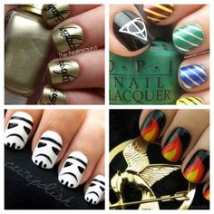 Im not too big on getting my nails painted, but any of these would be awesome. Lord of the Rings, Harry Potter, Star Wars, and The Hunger Games! #GameofWar Harry Potter Nails, Nails Painted, Art Harry Potter, Nerd Crafts, Disney Nails, Be Awesome, The Hunger Games, The Hunger