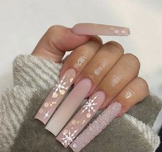 Winter Sets, Glamour Nails, Long Acrylic Nails Coffin, Bling Acrylic Nails, Winter Nail