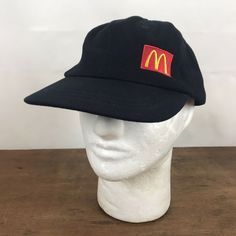 - Vintage McDonald's Black Cotton Adjustable Trucker Cap Hat CH35 - Good overall used condition. Vintage Black Trucker Hat With Embroidered Logo, Vintage Baseball Cap For Streetwear, Vintage Streetwear Baseball Cap With Visor, Retro Black Baseball Cap With Embroidered Logo, Vintage Black Hat With Logo Patch, Vintage Black Baseball Cap For Sports Events, Black Vintage Hat With Logo Patch, Vintage Black Dad Hat For Streetwear, Streetwear Visor Hats With Logo