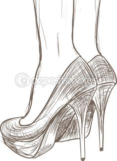 a drawing of a woman's high heeled shoe with the bottom part showing