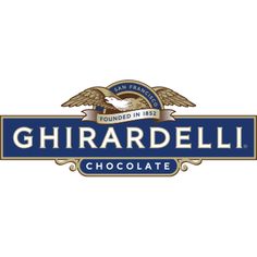 the logo for ghirardelli chocolate, with an eagle on it's side