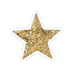 a gold glitter star sticker on a white background