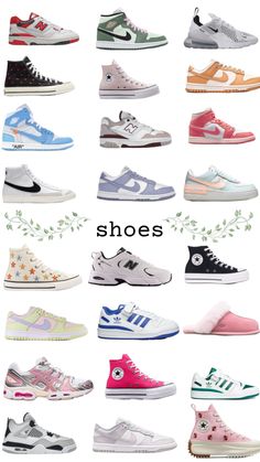 Shoe inspo + shoe ideas #summer #shoes #outfitinspo #shoeinspo #colors #aesthetic #shuffles #ideas #collage Shoe Shuffle, Aesthetic Affordable Shoes, Y2k Shoe Brands, Aesthetic Shoes Y2k, Shoes Png, Shoe Poster, Trendy Shoes Sneakers