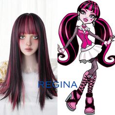 Pink-Black Long Straight Synthetic Wig with Bangs, Women Wig, Costume Wig🌟 Stand out with this pink-black multicolor long straight wig. Perfect for making a bold statement, this heat-resistant synthetic wig features a sleek straight style with trendy bangs. Ideal for daily wear, parties, or cosplay, it offers a fun and vibrant look while being comfortable and easy to maintain. 🎨 Multicolor Design: A striking pink and black combination that adds a unique and edgy flair to your style. ️ Long Straight Hair: Sleek, straight strands provide a polished and sophisticated look, perfect for various occasions. 🔥 Heat-Resistant Synthetic Fiber: Can tolerate up to 100oC, allowing for safe light styling while maintaining its shape. 🌸 Bangs for a Trendy Look: The chic bangs add a fresh and stylish t Trendy Bangs, Long Straight Wig, Black Combination, Wig Costume, Rose Noir, Wig Stand, Wig With Bangs, Long Straight Hair, Costume Wigs