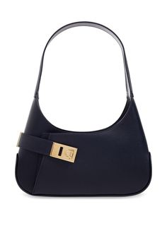 Asymmetric Pocket Hobo Bag from Salvatore Ferragamo | Ferragamo Women's Asymmetric Pocket Hobo Bag in Blue | SS24 Square Bag With Branded Hardware For Everyday Use, Square Bags With Branded Hardware, Modern Square Bag With Branded Hardware, Modern Square Bags With Branded Hardware, Modern Shoulder Bags With Branded Hardware, Modern Hobo Shoulder Bag With Gold-tone Hardware, Modern Shoulder Bag With Gold-tone Hardware, Everyday Square Shoulder Bag With Branded Hardware, Designer Office Hobo Shoulder Bag