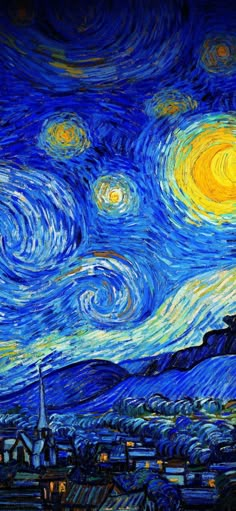 the starry night painting is shown in this image