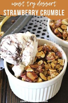 two bowls filled with ice cream and nuts