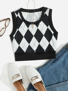 Mode Logos, Tennis Dress Outfit, Argyle Print, Tank Outfit, Trendy Fashion Tops, Cute Outfits For School, Women Tank Tops, Tween Outfits, Simple Trendy Outfits