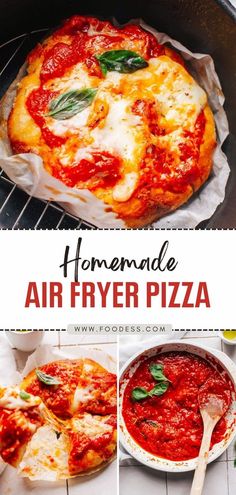 homemade air fryer pizza in a pan