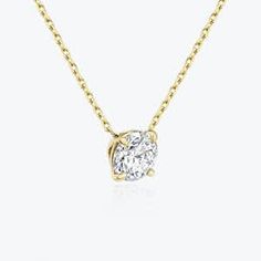 Solitaire Diamond Necklace | Sustainably created diamonds | VRAI Solitaire Diamond Necklace, Solitaire Necklace, Diamond Solitaire Necklace, Solid Gold Chains, Yellow Gold Setting, Solitaire Diamond, Diamond Set, Recycled Gold, Diamond Sizes