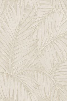 a white wallpaper with palm leaves on it