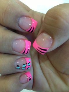 Safari Nails, 2000s Nails, Pink Safari, Glitter Tip Nails, Girl Bye, Nails 2017, Fake Nails Designs, Pink Animal Print