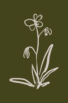 a drawing of a flower on a green background with the words, flowers are blooming