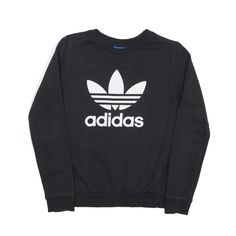 ADIDAS Sweatshirt Black Womens UK 6 Black College Sweatshirt With Logo Print, Black Sports Sweatshirt With Logo Print, 90s Black Crew Neck Sweatshirt, 90s Style Black Crew Neck Sweatshirt, Black Crew Neck Sweatshirt In 90s Style, 90s Style Sports Sweatshirt With Logo Print, Sporty Adidas Logo Crew Neck Sweatshirt, Adidas Crew Neck Sweatshirt For Sports, Basic Black Sweatshirt With Graphic Print