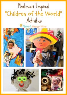 montesso inspired children's activities for the world with pictures and words on them