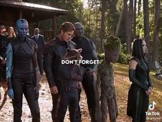 the avengers team is standing in front of a group of people with words that read don't forget