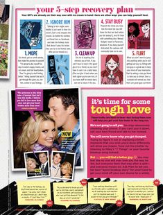 a magazine page with an image of a man kissing a woman on the cheek and text that reads, it's time for some tough love