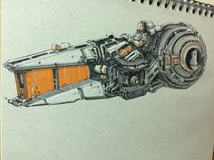 a drawing of a space shuttle on paper