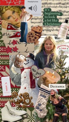 a collage of christmas images with gingerbread cookies, snowmen and other holiday items