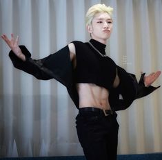 Aesthetic Clothes Crop Tops, Male Crop Top Outfits Korean, Open Chest Male Outfit, Male In Crop Top, Tank Top Male Outfit, Male Feminine Outfits, Crop Top On Men, Incubus Outfit Male, Revealing Mens Clothing