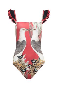 Carolina K Carolina K Kuna One Piece Swimsuit Red Eagle Birdhouse In Your Soul, Red Eagle, New Puppy, One Piece Swimsuit, Colorful Prints, Open Back, Final Sale, Lounge Wear, Birds