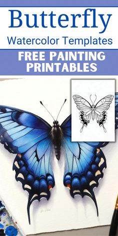 the butterfly watercolor templates are free printables for kids to draw and color