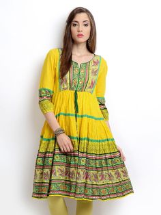 Women Yellow Printed Anarkali Kurta,(Perfect Gift For Women)Super Winter Shirt Design, Printed Anarkali, Frock Fashion, Girls Frock Design, Salwar Kamiz, Anarkali Kurta, Winter Shirts, Frocks For Girls