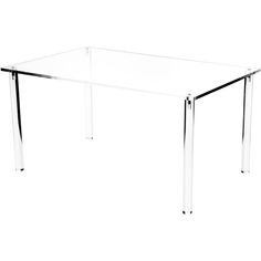 a glass table with metal legs on a white background