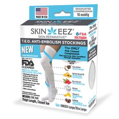 Designed by surgeons who knew there needed to be a better product and better way. Skineez® is the Only FDA-Cleared and Clinically Proven Anti- Embolism Stocking that Improves Skin Condition through Hydration. Skineez T.E.D Anti-Embolism thigh high socks are 18 mmHg of compression. They are clinically proven to prevent deep vein thrombosis (DVT), edema, and leg discomfort. Designed for post-operative patients, our patented hydrating fabric helps to prevent skin tears. Our Micro-Encapsulation tech Thigh High Compression Socks, Vein Thrombosis, Fluid Retention, Skin Condition, Thigh High Socks, Dermatologist Recommended, Muscle Recovery, Compression Socks, Skin Conditions