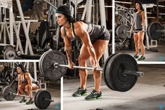 a woman squats with a barbell in front of her as she works out