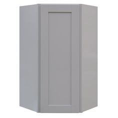 a white cabinet with no doors on the front and side panels, in an open position