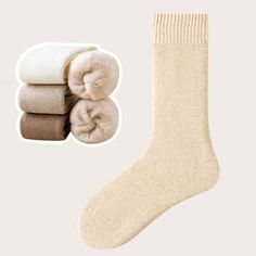 Cashmere Socks 100% Polyester Fur Socks, Cashmere Socks, Women Crew Socks, Cozy Socks, Fall Accessories, Latest Outfits, White Beige, Clothes Collection, Color Khaki