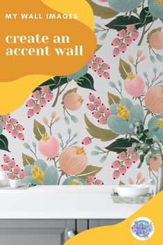 Wallpaper Peel and Stick Wallpaper Large Floral Removable Wallpaper Bright Modern Farmhouse, Old Farm Kitchen, Whimsical Interior Design, Whimsical Interior, English Rhymes