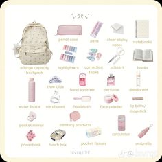 Things To Pack In Your School Bag, School Supplies 5th Grade, What To Pack In Your School Bag, Schoolbag Essentials, Aesthetic School Bag, Studie Hacks