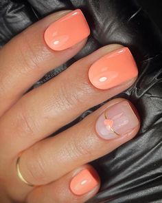 Summer Coral Nails 2024: 22 Bright and Cute Ideas for Every Nail Type Gelish Nails Colors Summer 2024, Cute Peach Nails, Summer Wedding Nails Guest, Clean Summer Nails, Peach Nails With Designs, Summer Coral Nails, Opi Polish Colors, Vaca Nails, Summertime Nails