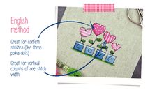 a cross stitch pattern with the words love and two hearts on it's side