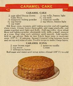 an advertisement for caramel cake on a plate