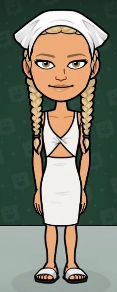 a cartoon girl in a white dress with braids