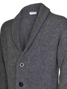 90% Lana, 10% CashmereComposition: Front Four-button Closure Shawl Collar; Long Sleeves Front Patch Pockets Regular Fit Grey Color 90% Wool, 10% Cashmere Made In Italy Classic Single Breasted V-neck Outerwear, Classic Single Breasted Business Cardigan, Classic Single Breasted Cardigan For Business, Classic Single-breasted Business Cardigan, Classic Single-breasted Cardigan For Business, Classic Fitted Cardigan With Shawl Collar, Classic Fitted Shawl Collar Cardigan, Business Cardigan With Buttons And Long Sleeves, Casual Business Cardigan With Lapel Collar