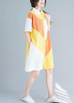 Style yellow Cotton Tunics lapel patchwork baggy summer Dresses

This dress is made of cotton or linen fabric, soft and breathy. 

Flattering cut. Makes you look slimmer and matches easlily.
 
Materials used: cotton blended

Measurement:Size S/US-2/EUR-34   
bust 110cm / 42.9"
Shoulder 51cm / 19.89"
length 94cm / 36.66"
Sleeve length 19cm / 7.41"


Size M/US-2/EUR-34   
bust 114cm / 44.46"
Shoulder 52cm / 20.28"
length 95cm / 37.05"
Sleeve length 20cm / 7.8"


Size L/US-2/EUR-34   
bust 118cm / Casual Patchwork Shirt Dress For Spring, Casual Patchwork Shirt Dress For Summer, Casual Summer Shirt Dress With Patchwork, Summer Linen Patchwork Dress, Summer Linen Dress With Patchwork, Yellow Patchwork Summer Dresses, Yellow Summer Dresses With Patchwork, Yellow Patchwork Dress For The Beach, Yellow Cotton Shirt Dress For Spring