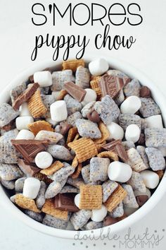 a bowl full of s'mores puppy chow